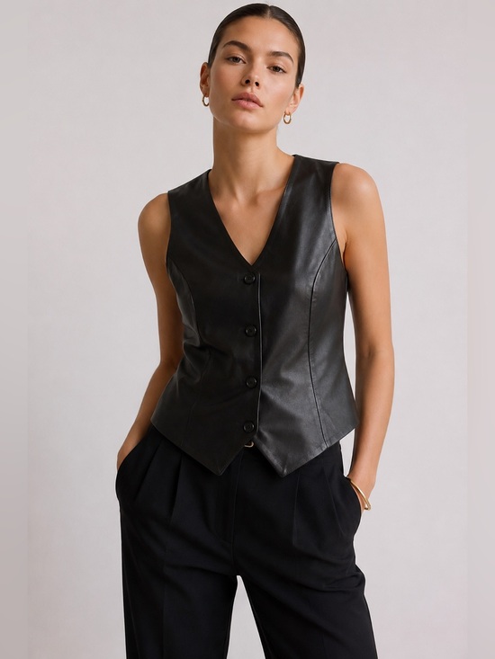 Danier Jackets & Blazers - Vintage late 90s danier Genuine Leather Vest Black Lambskin
